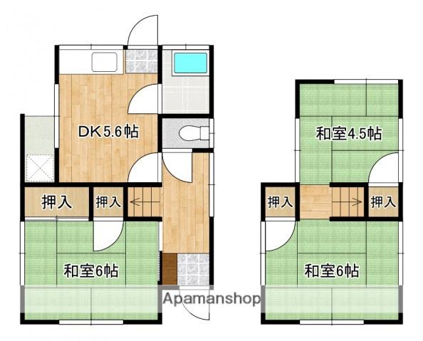 山陽本線 天神川駅 徒歩30分 2階建 築50年(3K)の間取り写真