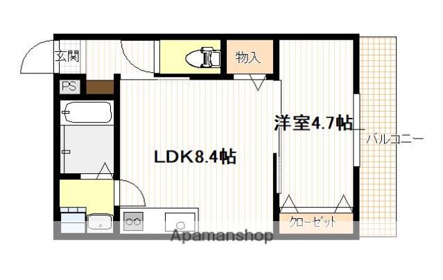 宇品御幸五丁目(1LDK/1階)の間取り写真
