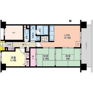 ダイアパレスパークサイド府中(3LDK/3階)の間取り写真