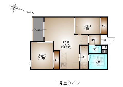 REGALEST-F 矢野東1(2LDK/3階)の間取り写真