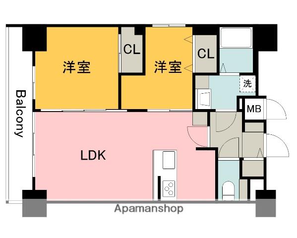 S-RESIDENCE鶴見町ALTANO(2LDK/9階)の間取り写真