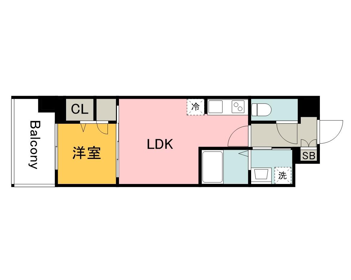 S-RESIDENCE東千田公園ALESIA(1LDK/9階)の間取り写真