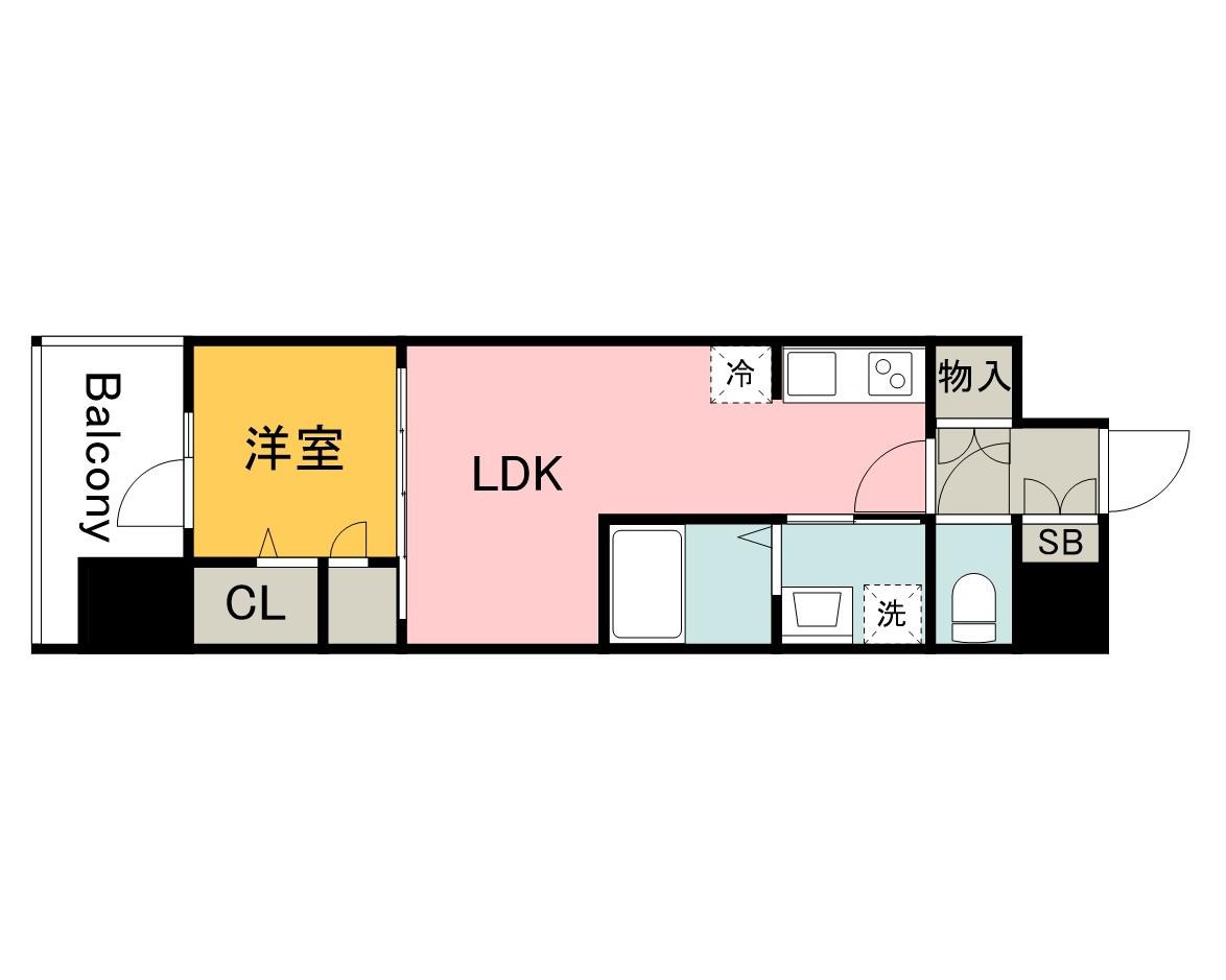 S-RESIDENCE東千田公園ALESIA(1LDK/6階)の間取り写真