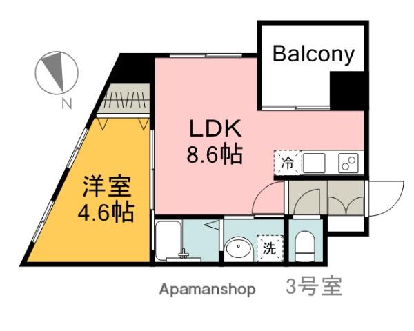 KATAYAMABLDG 24(1LDK/4階)の間取り写真