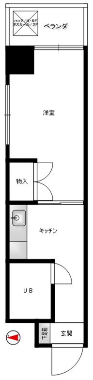 キュービック30(ワンルーム/4階)の間取り写真