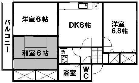 ファミール宗本C棟(3DK/2階)の間取り写真