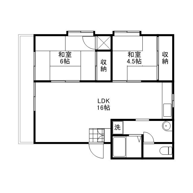 コーポエルム(2LDK/2階)の間取り写真