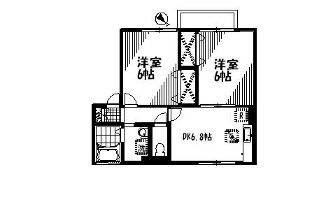 パークハイム古市A棟(2DK/2階)の間取り写真