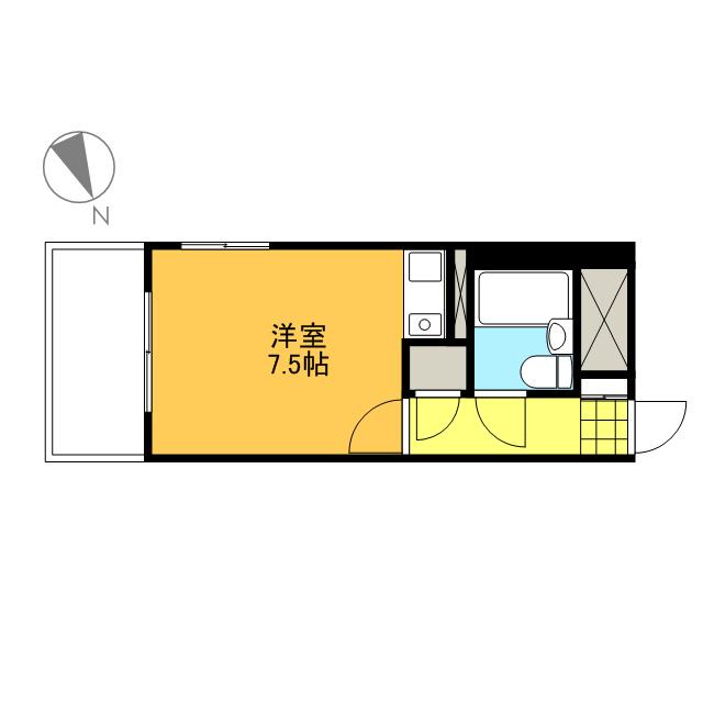 ライオンズマンション西霞町第2(ワンルーム/6階)の間取り写真