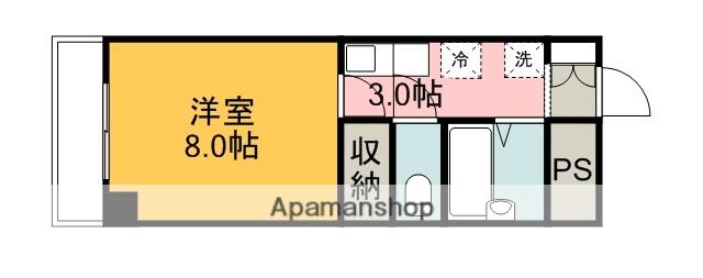 ロゼッタ石本(1K/1階)の間取り写真