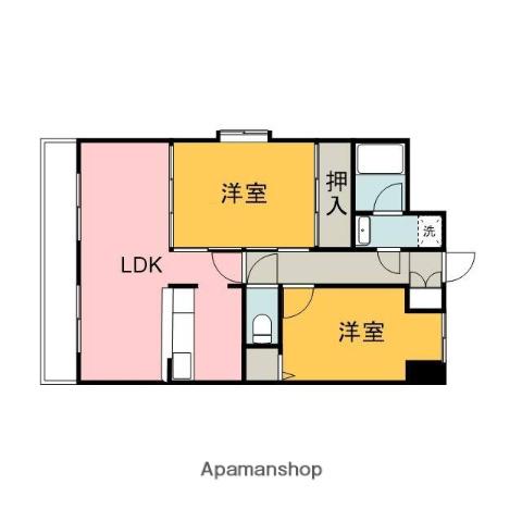 グリーンコート毘沙門(2LDK/6階)の間取り写真
