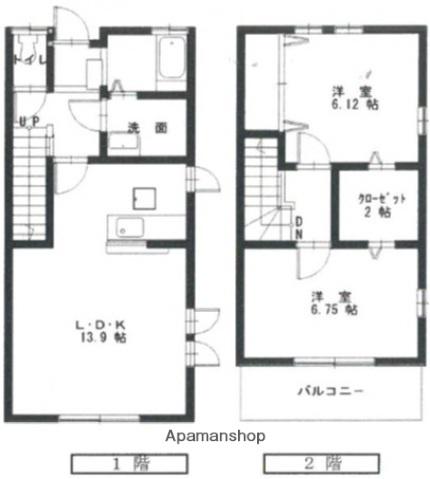 シャレー・ミヤモトC棟(2LDK/1階)の間取り写真
