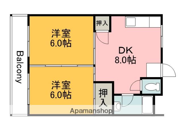 新原第1マンション(2DK/3階)の間取り写真