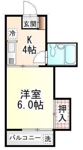 第二グリーンハイツ(1K/2階)の間取り写真