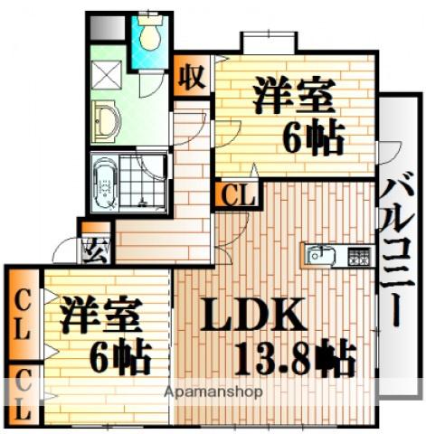 マルシュ梅林Ⅱ(2LDK/1階)の間取り写真