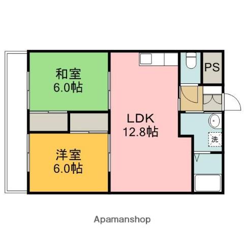 サンピア西原(2LDK/5階)の間取り写真