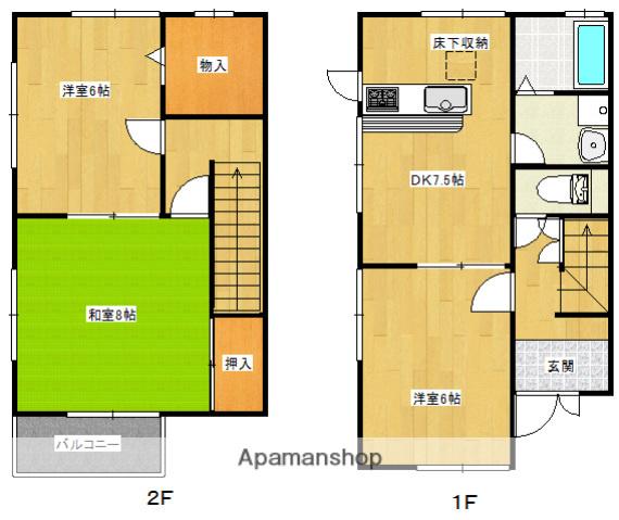 レジデンス川本 E棟(3SDK/1階)の間取り写真