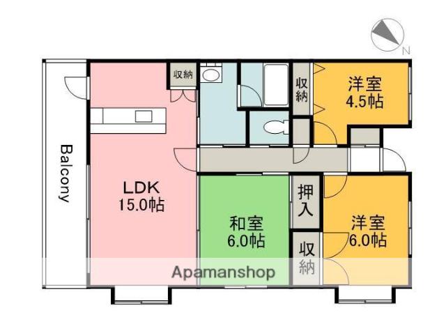 レジデンス大町西館(3LDK/8階)の間取り写真