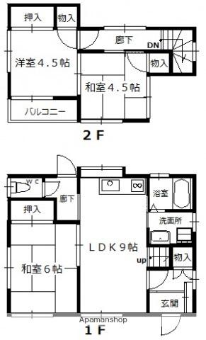 可部線 七軒茶屋駅 徒歩10分 2階建 築44年(3DK)の間取り写真