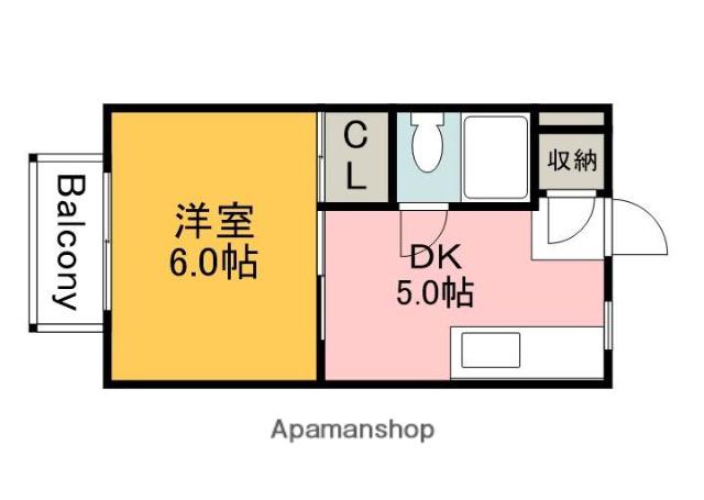 野地ハイツ(1DK/3階)の間取り写真