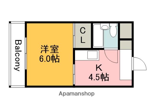 第2山中ビル(1DK/5階)の間取り写真