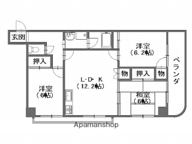 パークヒルズ6番館(3LDK/6階)の間取り写真