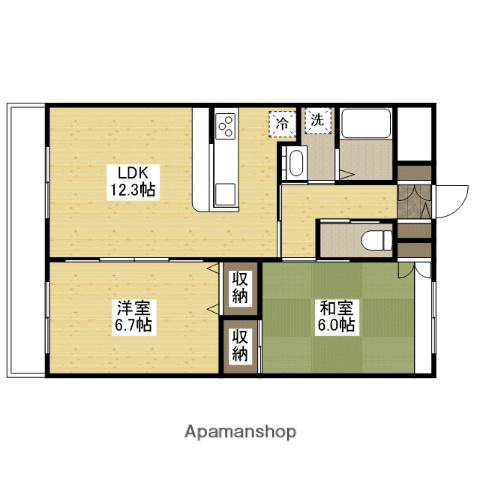 ミニヨンフルールAWA(2LDK/3階)の間取り写真