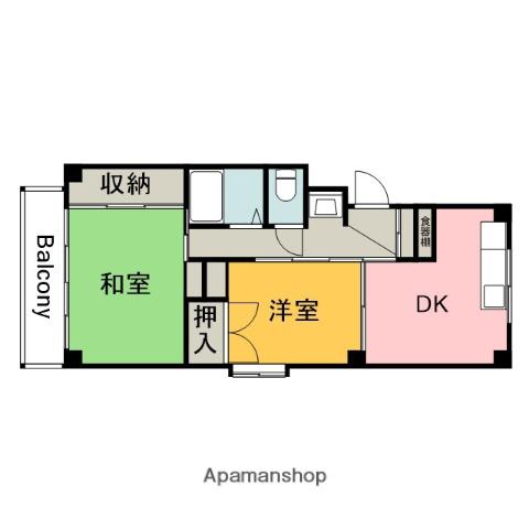 ファビス楠木2・3(2DK/3階)の間取り写真