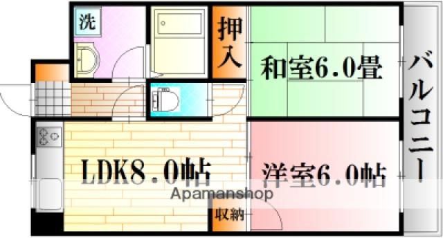 クリオール(2DK/6階)の間取り写真