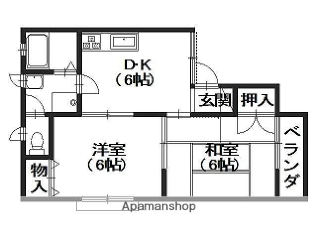 ファミールパレスA棟(2DK/2階)の間取り写真