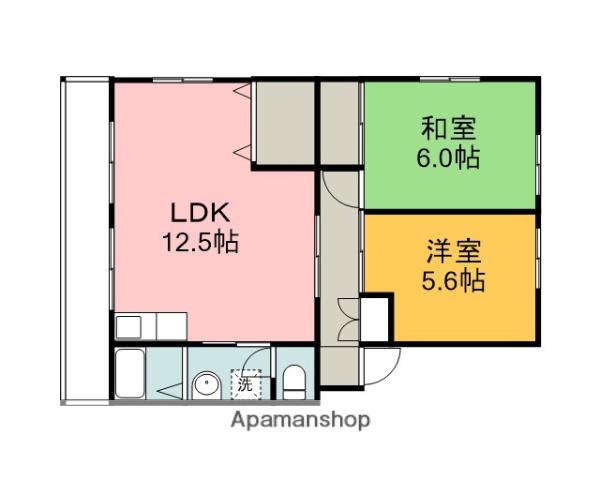 第2ハイコーポ中本(2LDK/1階)の間取り写真