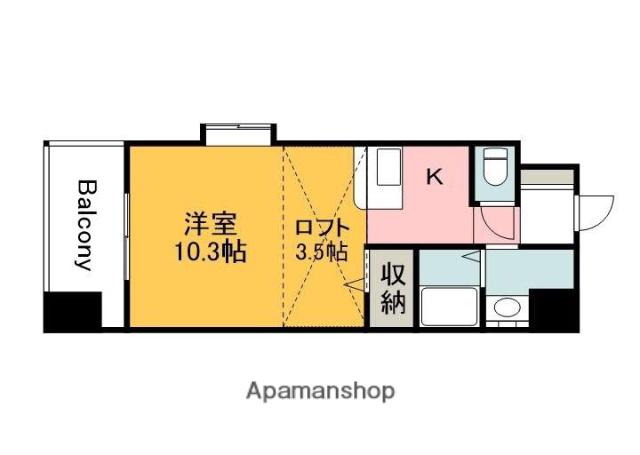 プレジールジョイ西原(ワンルーム/13階)の間取り写真