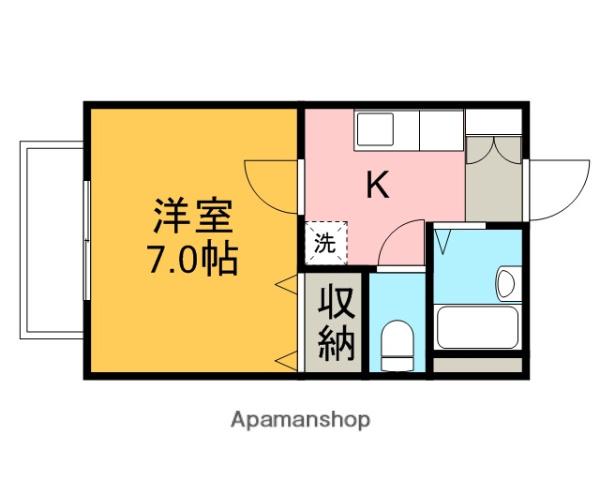 ウエストチェスタードミトリー(1K/2階)の間取り写真