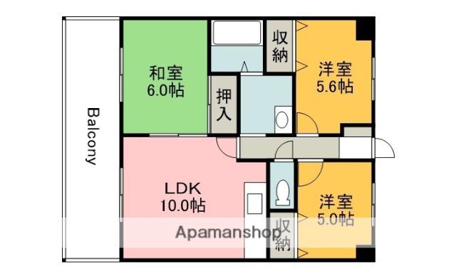 ル・セーヌ中筋(3LDK/2階)の間取り写真