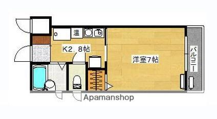 ベージュ緑井(1K/2階)の間取り写真