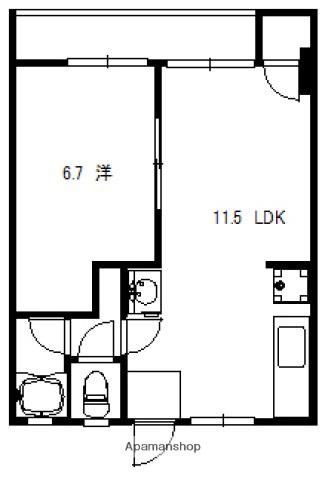 細田山ビル(1LDK/2階)の間取り写真