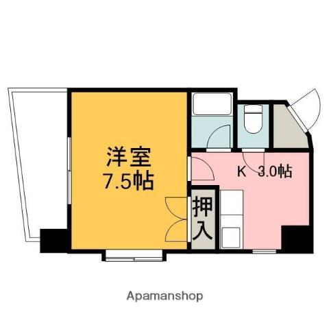 アーバン田部Ⅲ(1K/2階)の間取り写真