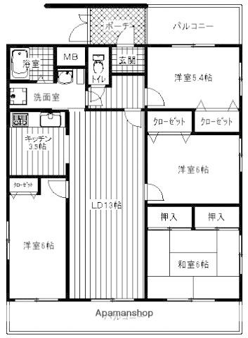 コーポ・バンブー(4LDK/1階)の間取り写真
