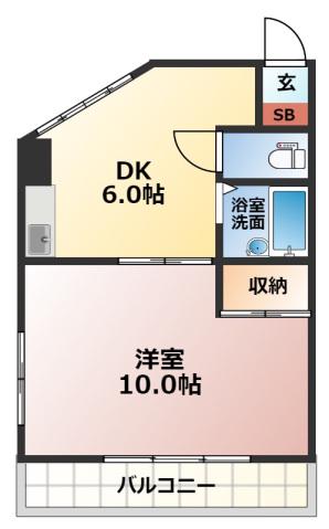 エスコート西原(1DK/4階)の間取り写真