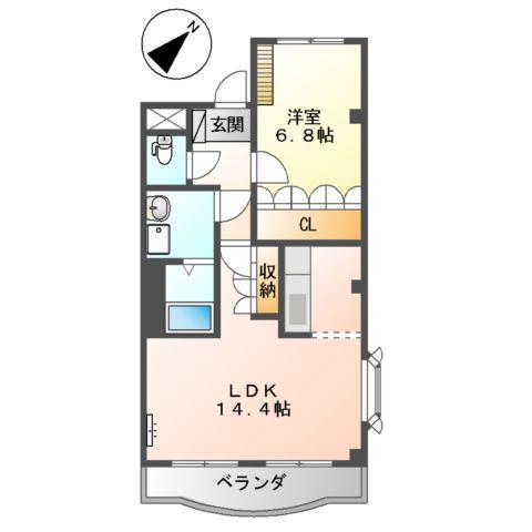プロニティ東建(1LDK/2階)の間取り写真