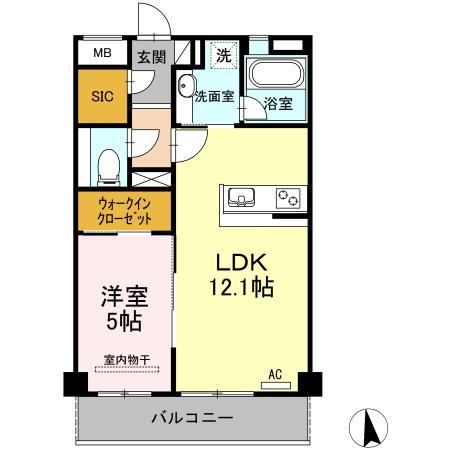 カスタニエ緑井Ⅲ(1LDK/3階)の間取り写真