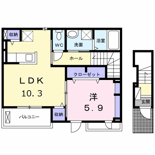 オータム1(1LDK/2階)の間取り写真