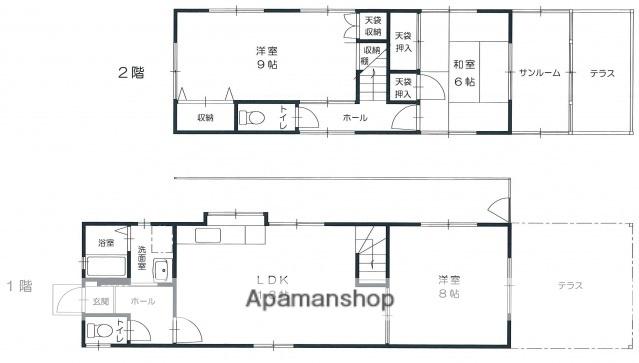 可部線 古市橋駅 徒歩7分 2階建 築53年(3LDK)の間取り写真