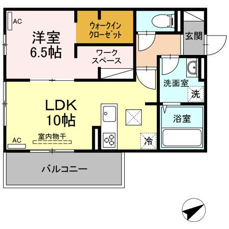 アップス安東DーⅢ(1LDK/1階)の間取り写真