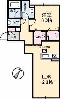 エクレールE棟(1LDK/1階)の間取り写真