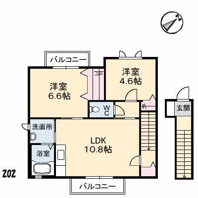 エスペランサ(2LDK/2階)の間取り写真