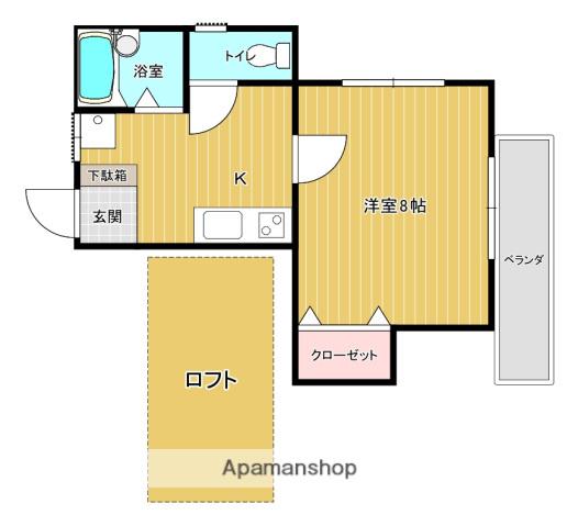 カーサタナカ(1K/2階)の間取り写真