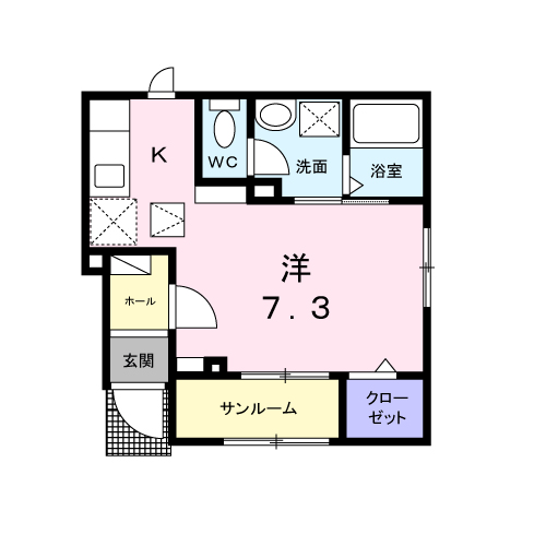 フェア レジデンス(1K/1階)の間取り写真