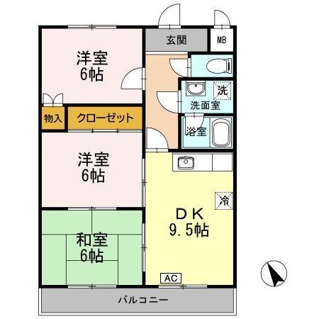 アゼリア祇園(3DK/4階)の間取り写真