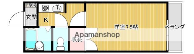 ロッソ祇園B(1K/2階)の間取り写真